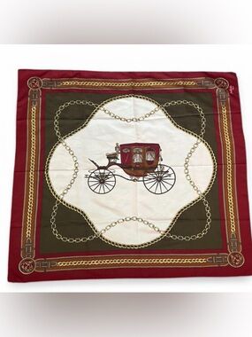 Patricia Paris Vintage Carriage scarf  in Burgundy, Olive & Cream